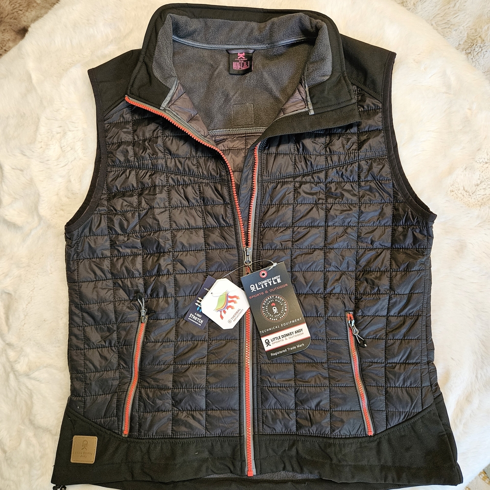 Little Donkey Andy Men's Quilted Vest XL Black Lightweight Full Zip Stretch